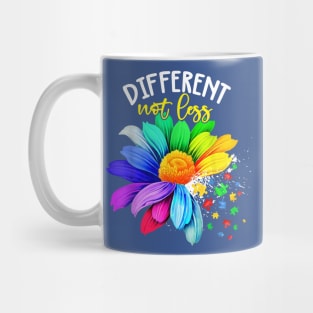 Different Not Less Autism Awareness, In April We Wear Blue Mug